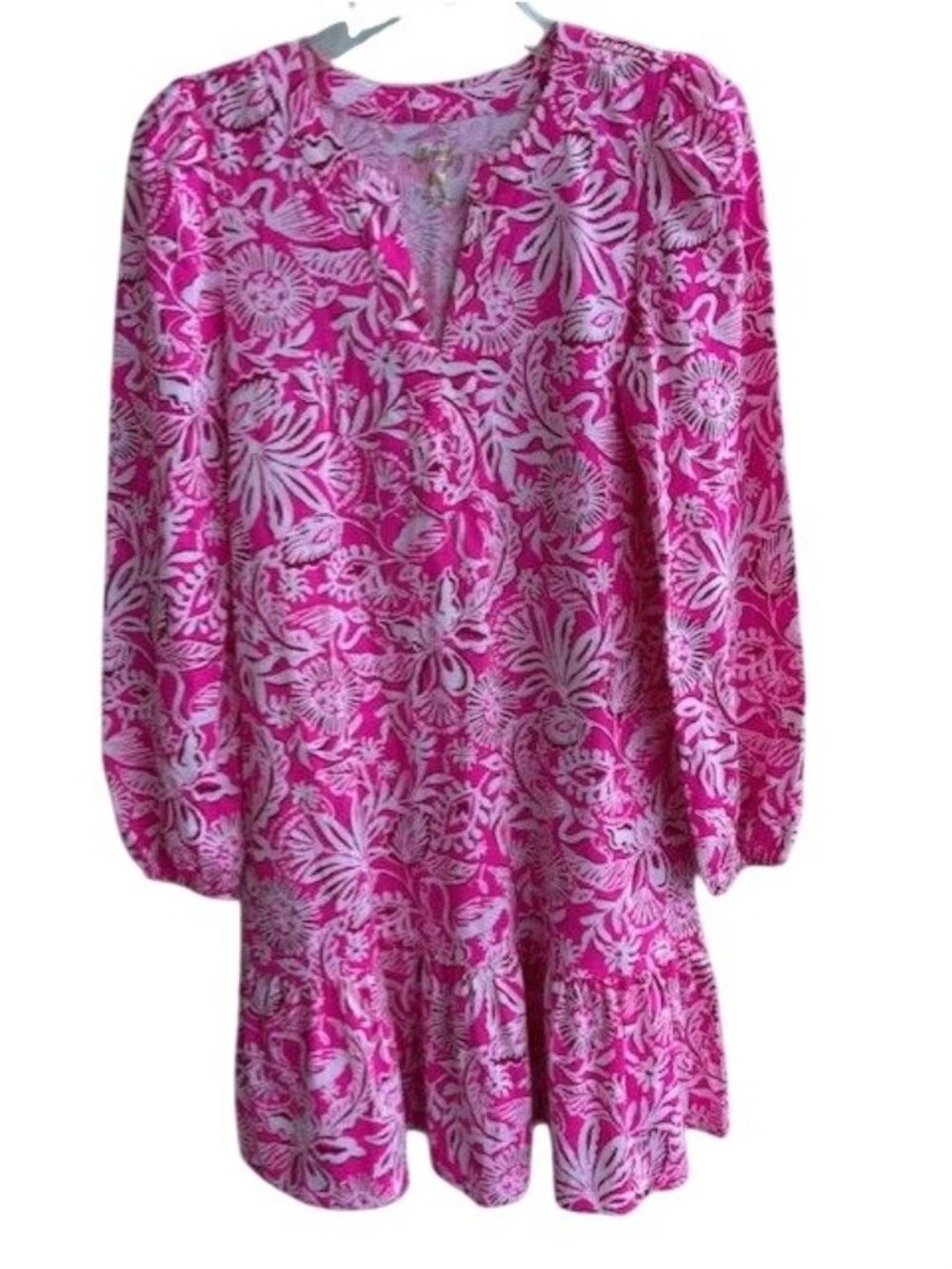Lilly Pulitzer Pink & White Floral Long Sleeve Dress XS